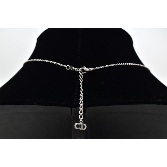 Christian Dior Vintage Block Logo Necklace Pendant Tassel CD Silver Signed BinBJ - Picture 6 of 12